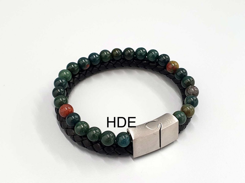 Armband Mit Lederband Und Heliotrop Kugeln Mm